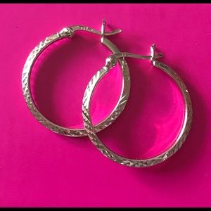 🛍Gold Over 925 Laser Cut Hoop Earrings w/Gift Bag